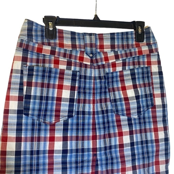LEE Natural Fit women's size 6 blue white red plaid check cotton skort pockets - Picture 5 of 8